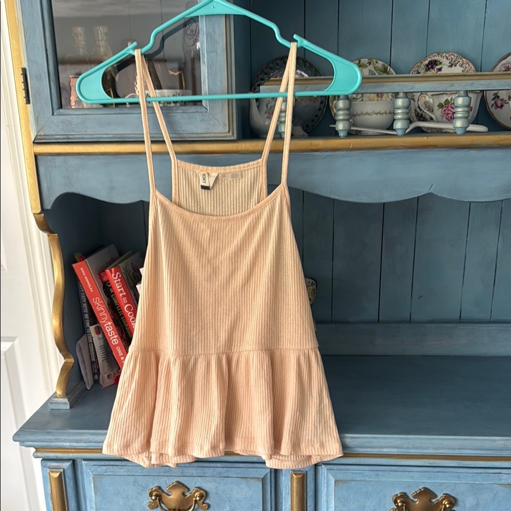 Roxy Tan Peplum Camisole Sleeveless Top